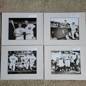 Set Of 4 Vintage Baseball Wall Art - Black and White